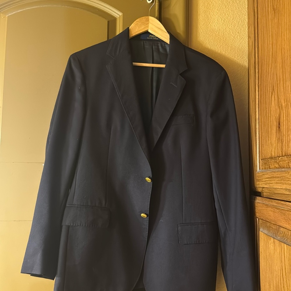 Navy Doeskin fabric blazer.
